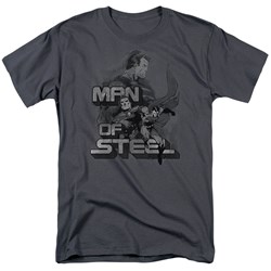 Superman - Mens Steel Poses T-Shirt In Charcoal