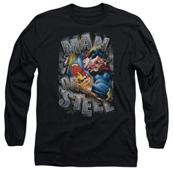 Superman - Mens Ripping Steel Long Sleeve Shirt In Black