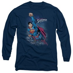 Superman - Mens Twilight Flight Long Sleeve Shirt In Navy