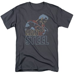Superman - Mens Colored Lines T-Shirt In Charcoal