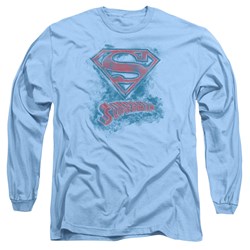 Superman - Mens Its Sketchy Long Sleeve Shirt In Carolina Blue