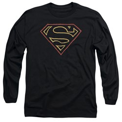 Superman - Mens Colored Shield Long Sleeve Shirt In Black