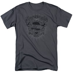 Superman - Mens Scrolling Shield T-Shirt In Charcoal