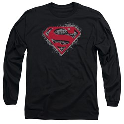 Superman - Mens Hardcore Noir Shield Long Sleeve T-Shirt