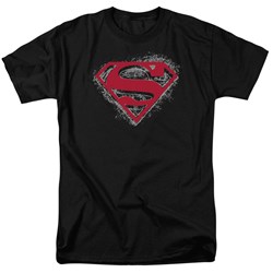 Superman - Hardcore Noir Shield Adult T-Shirt In Black