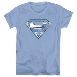 Superman - Womens Tribal Chrome Shield T-Shirt