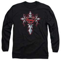 Superman - Mens Gothic Steel Logo Long Sleeve Shirt In Black