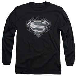 Superman - Mens Biker Metal Long Sleeve Shirt In Black