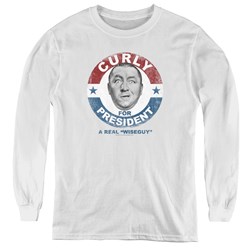 Three Stooges - Youth Curly For President Long Sleeve T-Shirt