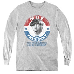 Three Stooges - Youth Moe For President Long Sleeve T-Shirt