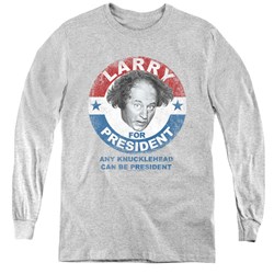 Three Stooges - Youth Larry For President Long Sleeve T-Shirt