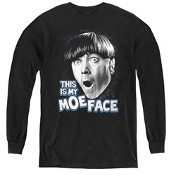 Three Stooges - Youth Moe Face Long Sleeve T-Shirt