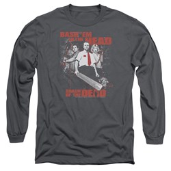 Shaun Of The Dead - Mens Bash Em Long Sleeve Shirt In Charcoal