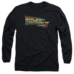Back To The Future Ii - Mens Logo Long Sleeve Shirt In Black