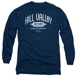 Back To The Future Ii - Mens Hill Valley 2015 Long Sleeve Shirt In Navy