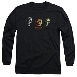 Halloween Iii - Mens Three Masks Long Sleeve Shirt In Black