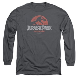 Jurassic Park - Mens Faded Logo Long Sleeve Shirt In Charcoal