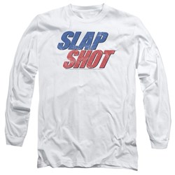 Slap Shot - Mens Blue & Red Logo Long Sleeve T-Shirt
