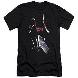 Freddy Vs Jason - Mens Face Off Premium Slim Fit T-Shirt
