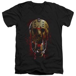 Freddy Vs Jason - Mens Mask And Claws V-Neck T-Shirt