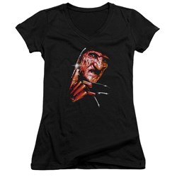 Nightmare On Elm Street - Juniors Freddys Face V-Neck T-Shirt