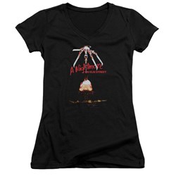 Nightmare On Elm Street - Juniors Alternate Poster V-Neck T-Shirt