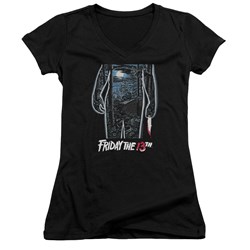 Friday The 13Th - Juniors 13Th Poster V-Neck T-Shirt