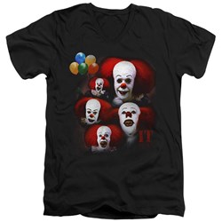 It 1990 - Mens Many Faces Of Pennywise V-Neck T-Shirt