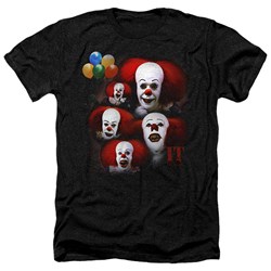 It 1990 - Mens Many Faces Of Pennywise Heather T-Shirt