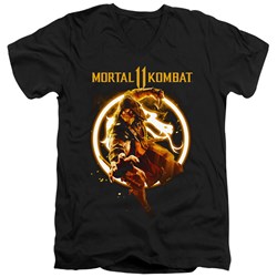 Mortal Kombat 11 - Mens Scorpion Flames V-Neck T-Shirt