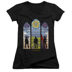 Supernatural - Juniors Stained Glass V-Neck T-Shirt