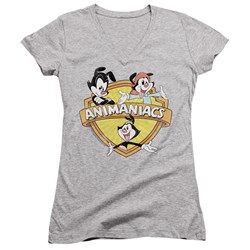 Animaniacs - Juniors Shielded Animaniacs V-Neck T-Shirt