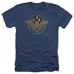 Wonder Woman Movie - Mens Power Stance And Emblem Heather T-Shirt