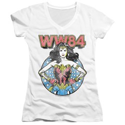 Wonder Woman - Juniors Star Circle V-Neck T-Shirt