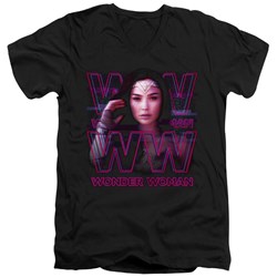Wonder Woman - Mens Vaporwave Wonder Woman V-Neck T-Shirt