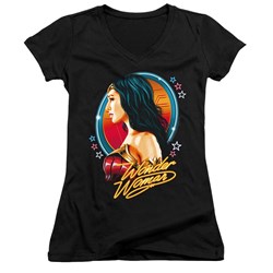Wonder Woman - Juniors Warrior 84 V-Neck T-Shirt