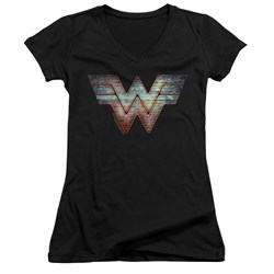 Wonder Woman - Juniors Static Logo V-Neck T-Shirt