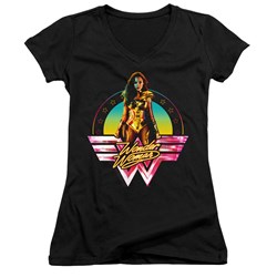 Wonder Woman - Juniors Color Pop V-Neck T-Shirt