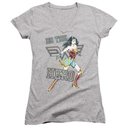 Wonder Woman - Juniors Be The Hero V-Neck T-Shirt