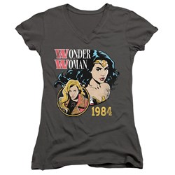 Wonder Woman - Juniors 84 Retro V-Neck T-Shirt