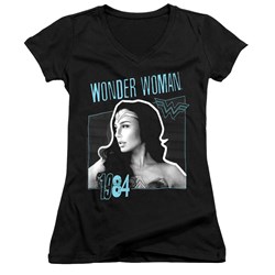 Wonder Woman - Juniors Space Poster V-Neck T-Shirt