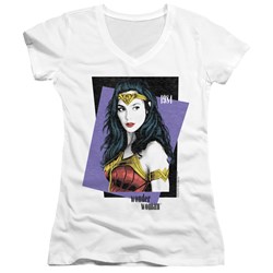 Wonder Woman - Juniors Strike A Pose V-Neck T-Shirt