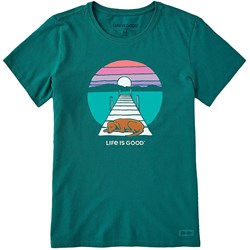 Life Is Good - Womens Dock Dog Sunset T-Shirt