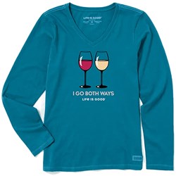 Life Is Good - Womens Long Sleeve Cr Red & White T-Shirt