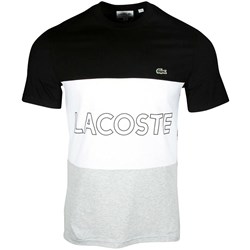 Lacoste - Mens Th7059 Ss Colorblock Crew Neck With Lacoste Print On Front