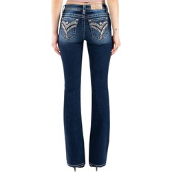 Miss Me - Womens X Embroidery Mid-Rise Boot Jeans