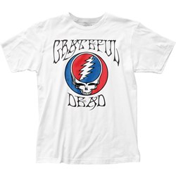Grateful Dead - Mens Logo With Steal Your Face Fitted Jersey T-Shirt In White