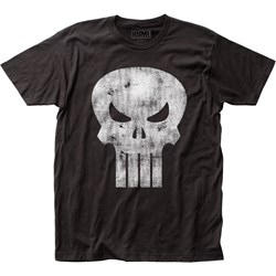 Marvel Comics - Mens The Punisher White Logo Distressed Fitted T-Shirt In Black