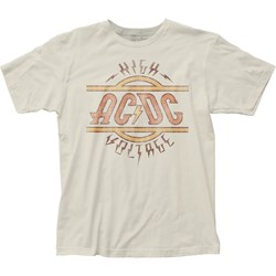 Ac/Dc - Mens High Voltage Fitted T-Shirt In Vintage White