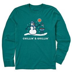 Life Is Good - Mens Chillin' & Grillin' Snowman Long Sleeve Crusher-Lite Tee